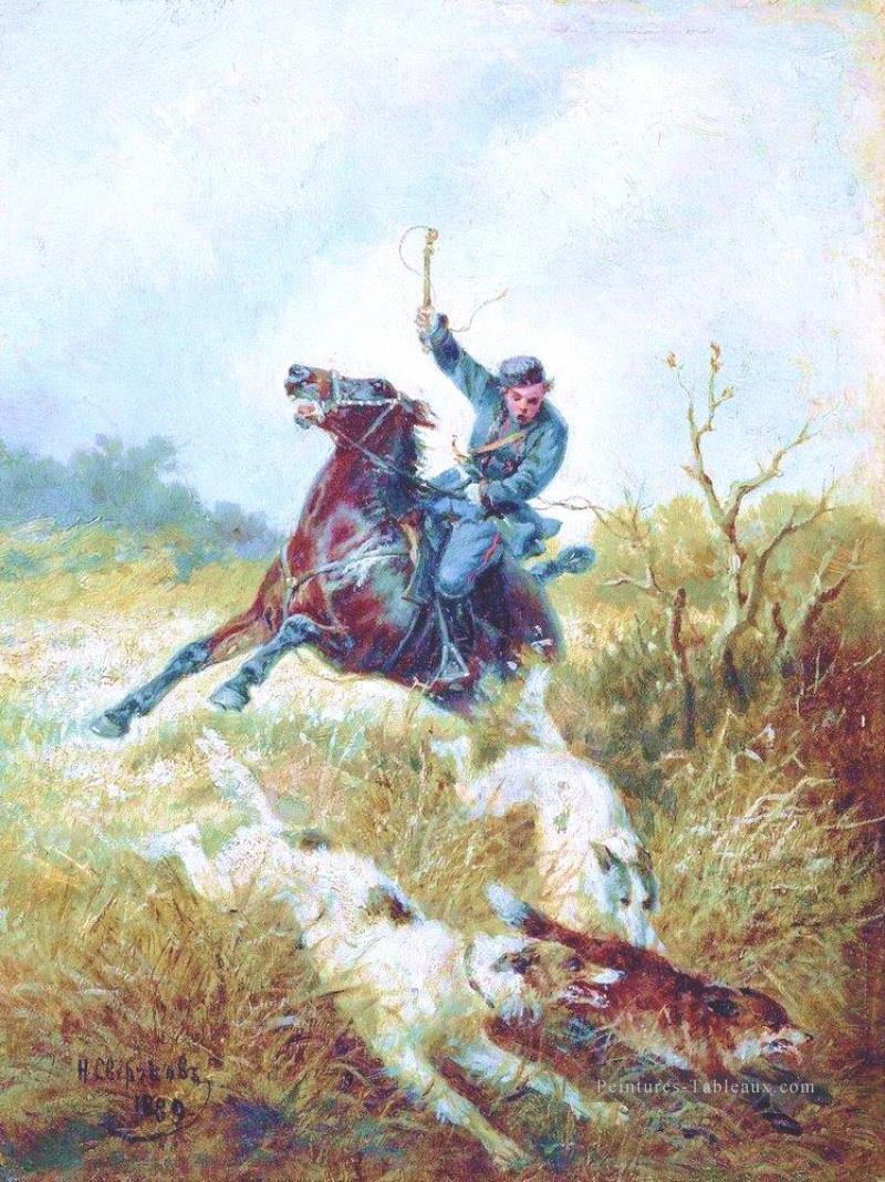 nikolai sverchkov chasse avec borzois 1889 Peintures à l'huile